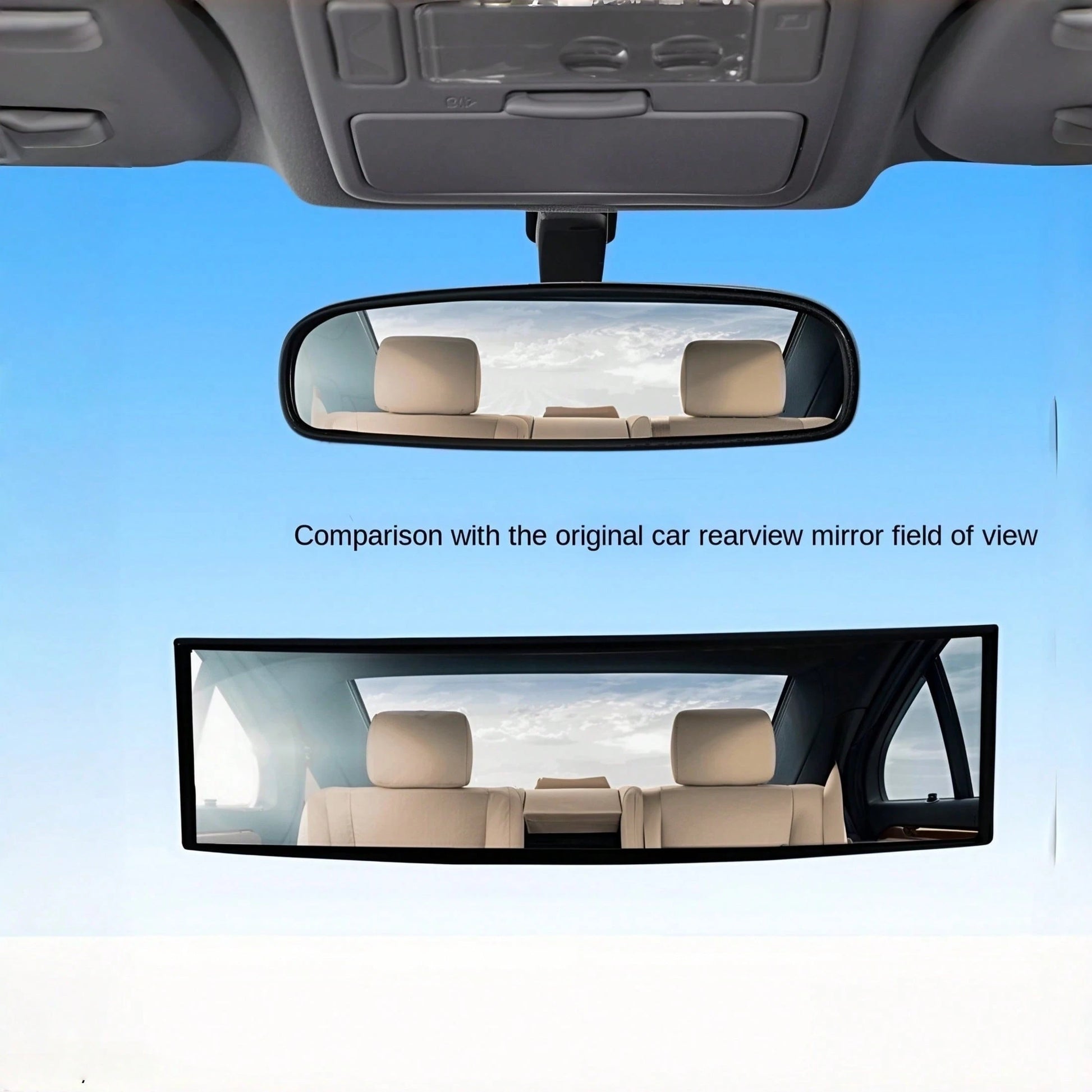 Eliminate Blind Spots: Extra Wide Convex Rearview Mirror For Cars. Enhanced Visibility Interior Mirror With Easy Installation, Universal Fit For Sedans & SUVs