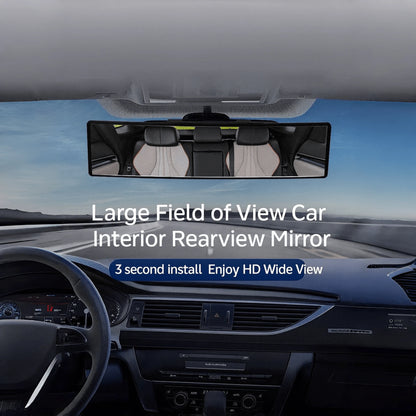 Eliminate Blind Spots: Extra Wide Convex Rearview Mirror For Cars. Enhanced Visibility Interior Mirror With Easy Installation, Universal Fit For Sedans & SUVs