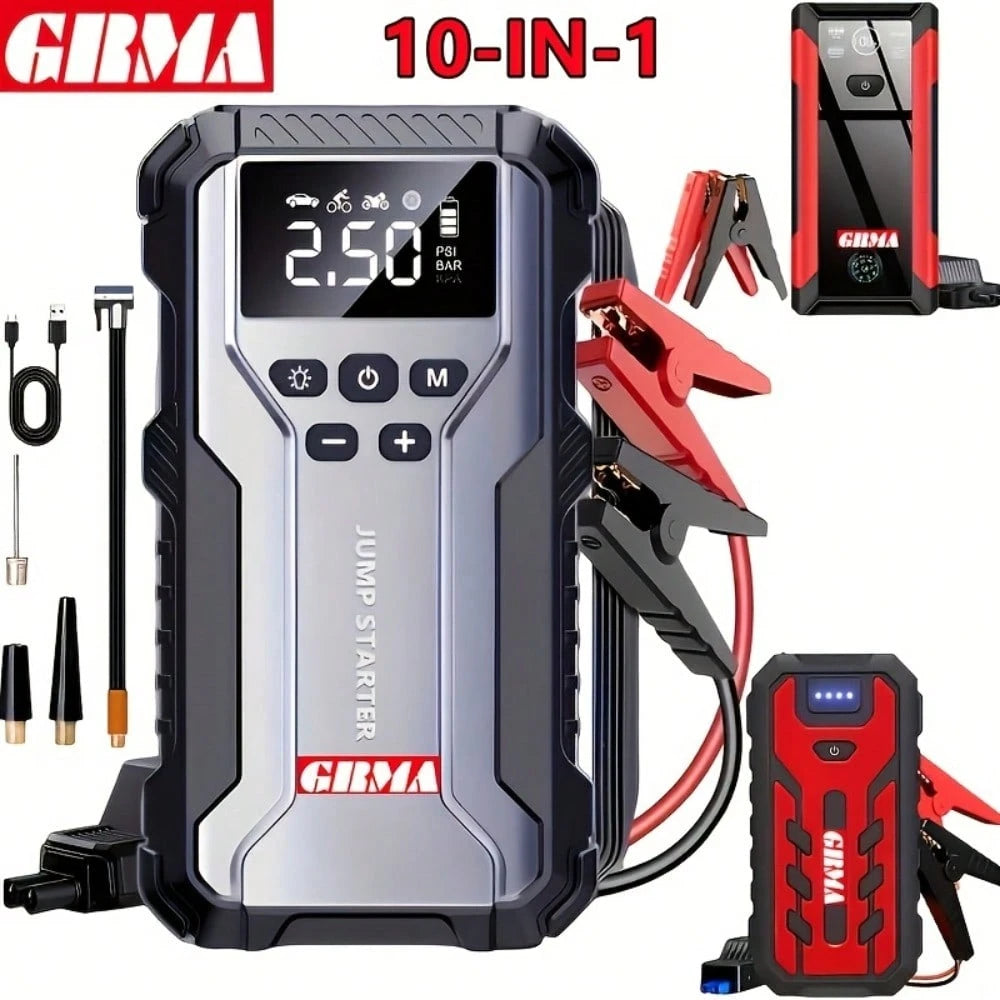 Emergency Start Power Supply, 7-In-1 Function Emergency Power Supply 150PSI Digital Display, Portable Car Battery Charger Suitable For 2.64 Gallon Gasoline Or 2.38 Gallon Battery Charger, Portable Ca