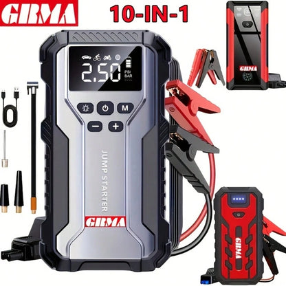 Emergency Start Power Supply, 7-In-1 Function Emergency Power Supply 150PSI Digital Display, Portable Car Battery Charger Suitable For 2.64 Gallon Gasoline Or 2.38 Gallon Battery Charger, Portable Ca