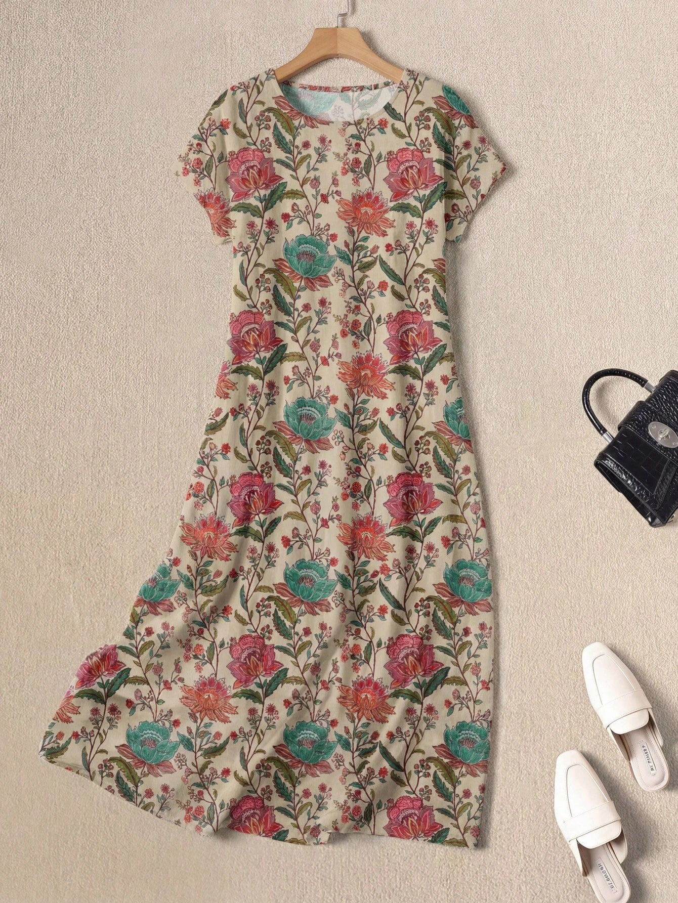 EMERY ROSE Casual Versatile Patterned Summer Dress For Women,Casual