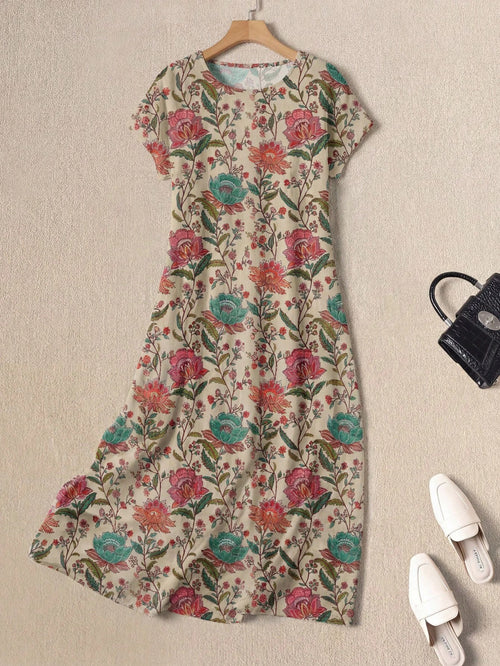 EMERY ROSE Casual Versatile Patterned Summer Dress For Women,Casual
