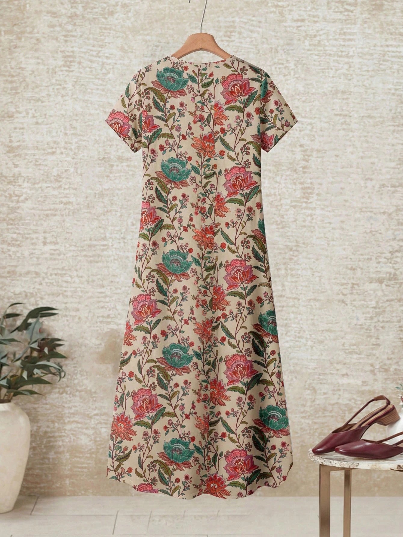 EMERY ROSE Casual Versatile Patterned Summer Dress For Women,Casual