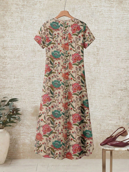 EMERY ROSE Casual Versatile Patterned Summer Dress For Women,Casual