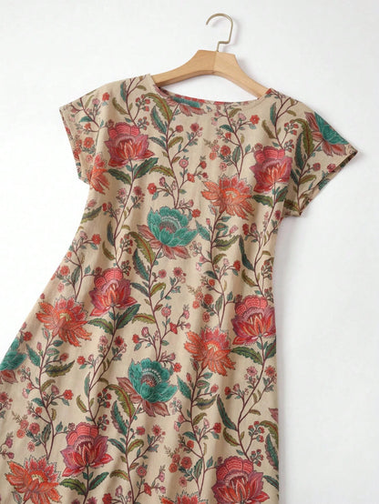 EMERY ROSE Casual Versatile Patterned Summer Dress For Women,Casual