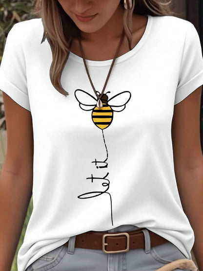 EMERY ROSE Minimalist Animal Print Round Neck Short Sleeve Plus Size T-Shirt