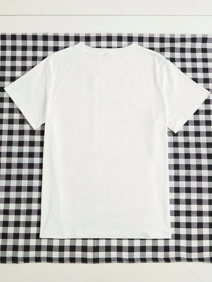 EMERY ROSE Minimalist Animal Print Round Neck Short Sleeve Plus Size T-Shirt