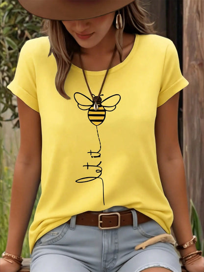 EMERY ROSE Minimalist Animal Print Round Neck Short Sleeve Plus Size T-Shirt