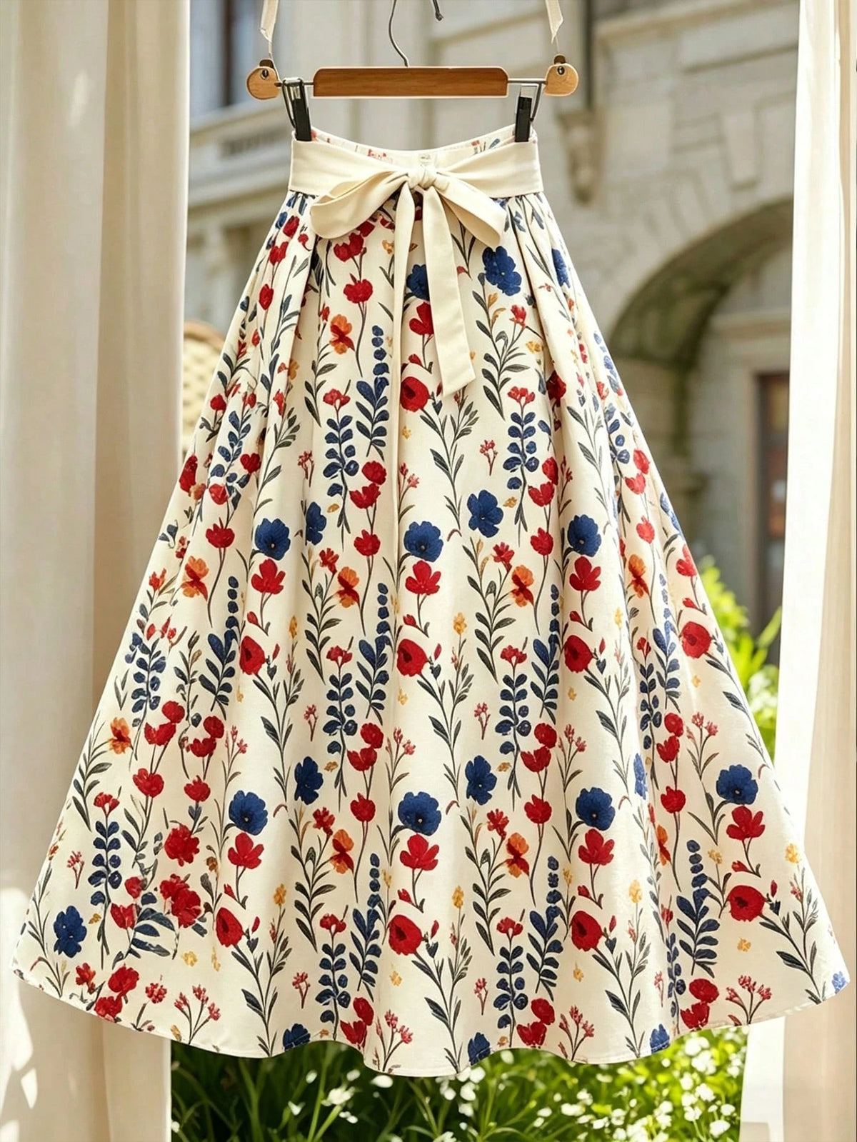 EMERY ROSE Summer For Women Beach Vacation For Women Floral Women's Half Skirt With Petal Print In Vacation Style