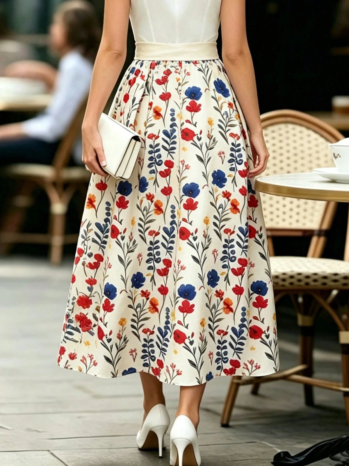 EMERY ROSE Summer For Women Beach Vacation For Women Floral Women's Half Skirt With Petal Print In Vacation Style