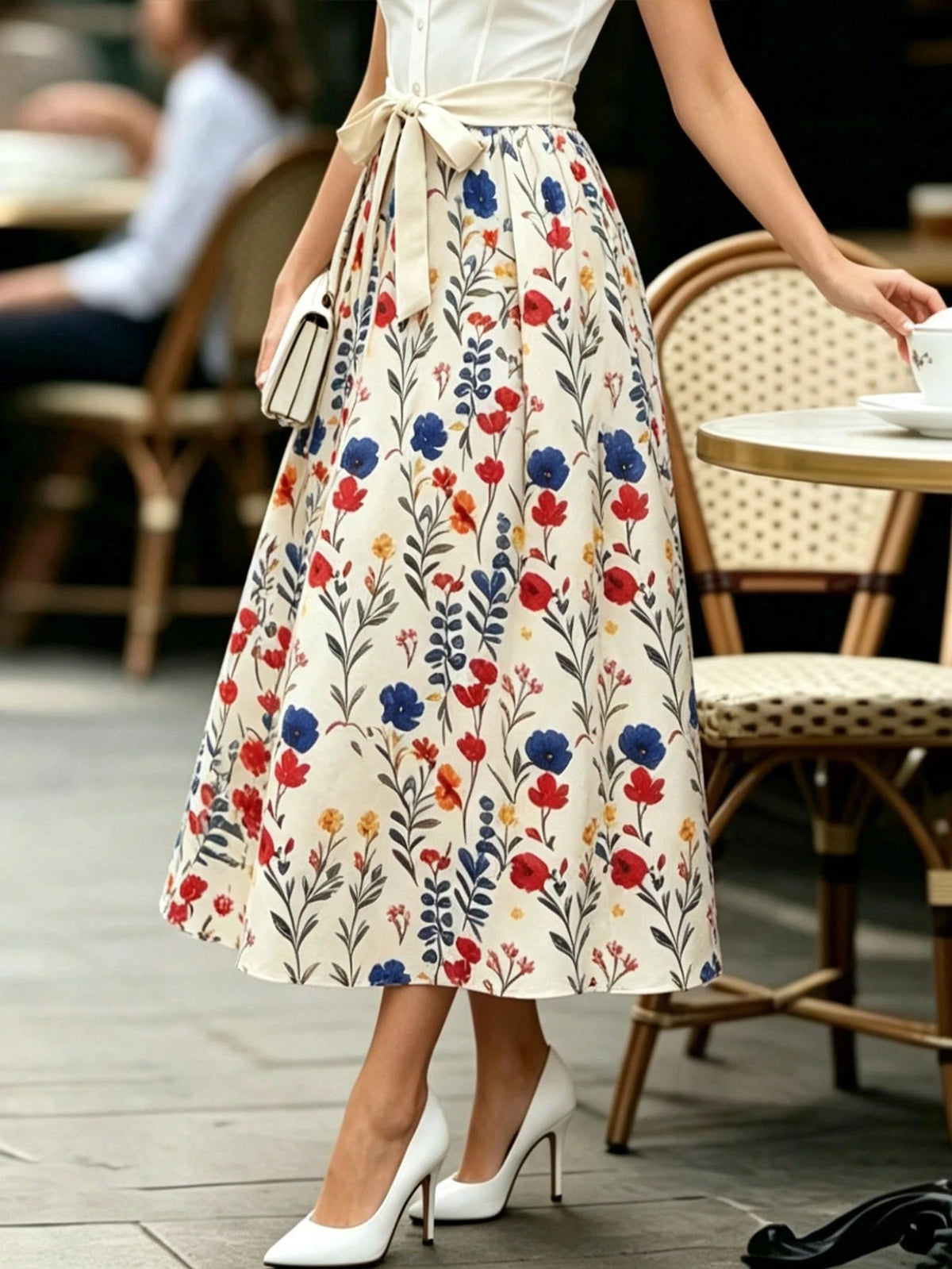 EMERY ROSE Summer For Women Beach Vacation For Women Floral Women's Half Skirt With Petal Print In Vacation Style