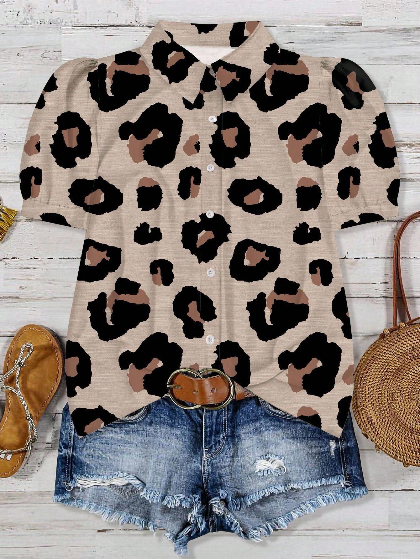 EMERY ROSE Women's Plus Size Halloween Skull Pattern Puff Sleeve Shirt,Casual Black Summer Goth Blouses For Concert Festival,Bohemian Renaissance Chic Clothing