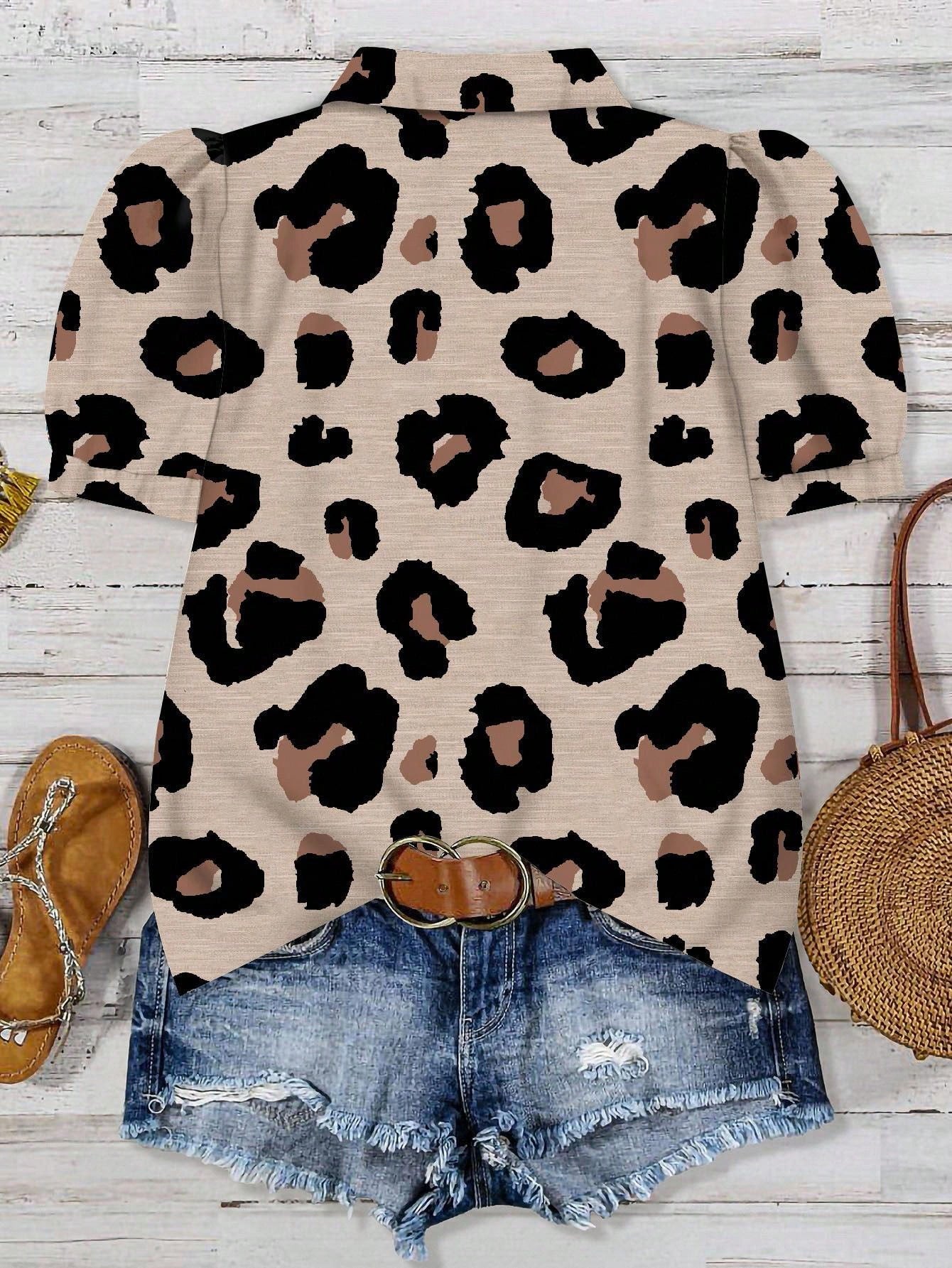 EMERY ROSE Women's Plus Size Halloween Skull Pattern Puff Sleeve Shirt,Casual Black Summer Goth Blouses For Concert Festival,Bohemian Renaissance Chic Clothing