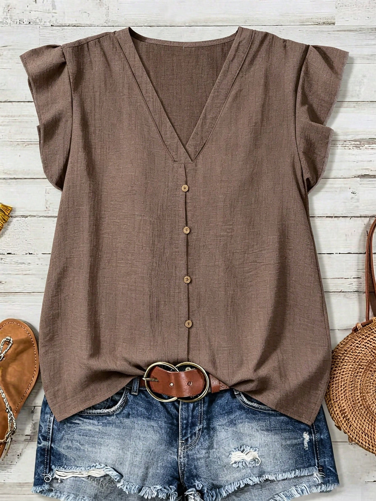EMERY ROSE Women's Textured Casual Shirt, Versatile For Summer,Summer Top