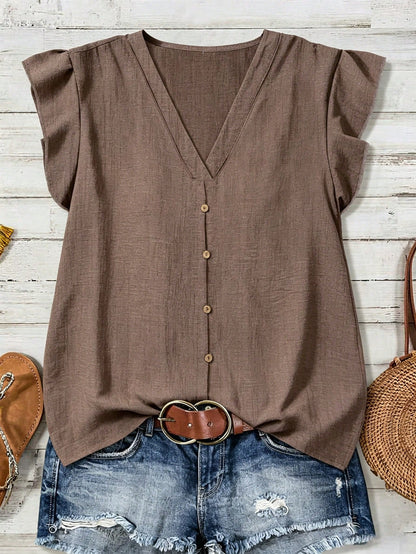 EMERY ROSE Women's Textured Casual Shirt, Versatile For Summer,Summer Top