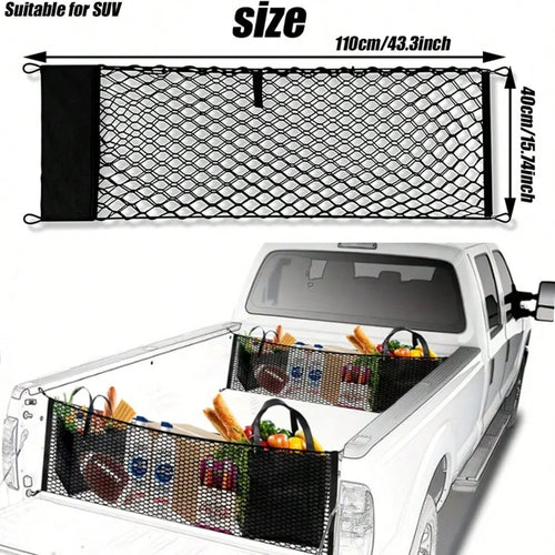 Envelope Style Truck Bed Cargo Net Compatible With GMC Sierra 1500,Highly Elastic Truck Cargo Net For Accessories, Upgraded Storage Bag & 4.5mm Bungee