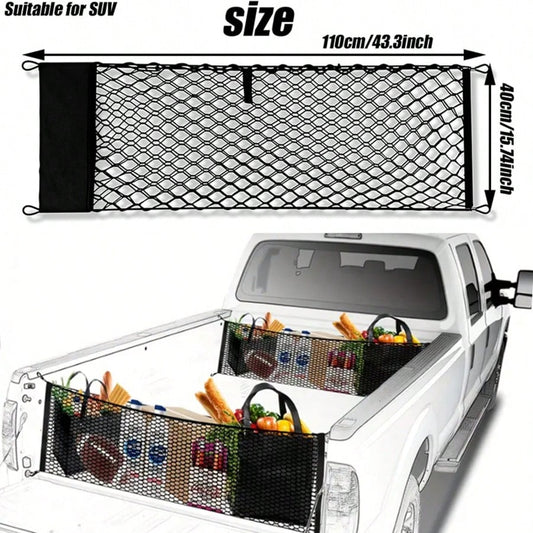 Envelope Style Truck Bed Cargo Net Compatible With GMC Sierra 1500,Highly Elastic Truck Cargo Net For Accessories, Upgraded Storage Bag & 4.5mm Bungee