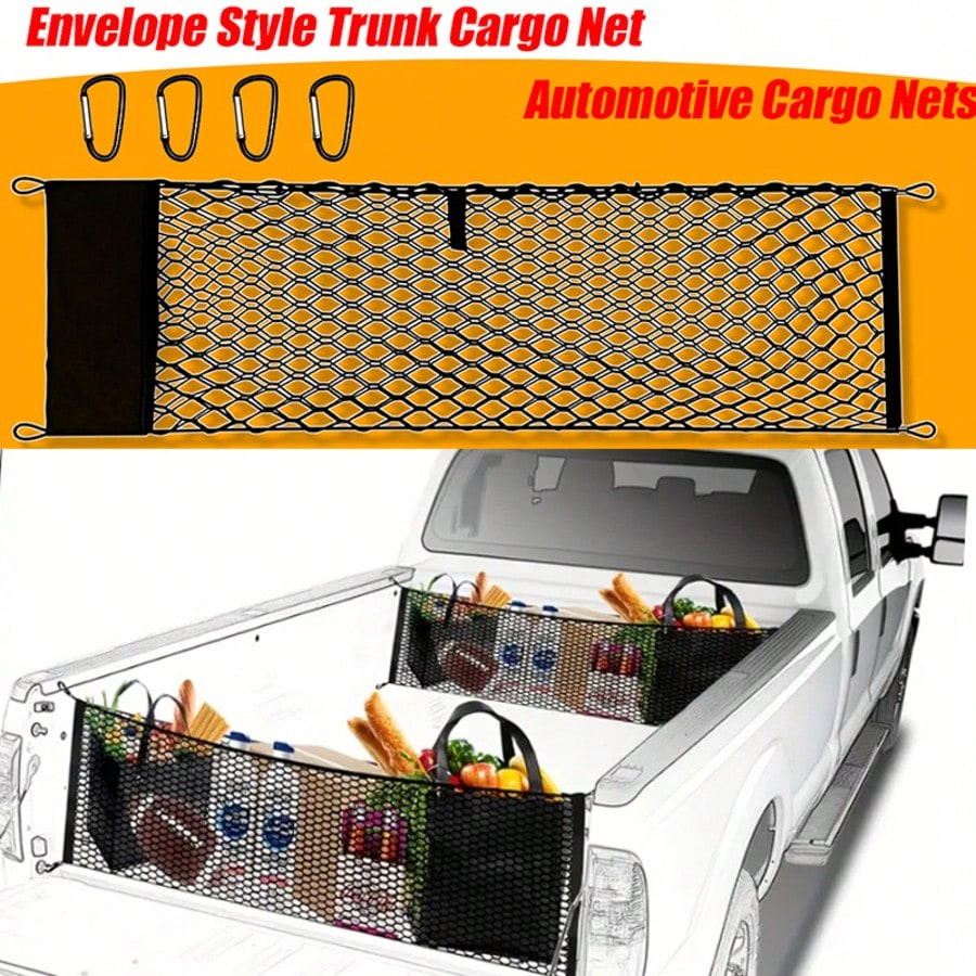 Envelope Style Truck Bed Cargo Net Compatible With GMC Sierra 1500,Highly Elastic Truck Cargo Net For Accessories, Upgraded Storage Bag & 4.5mm Bungee