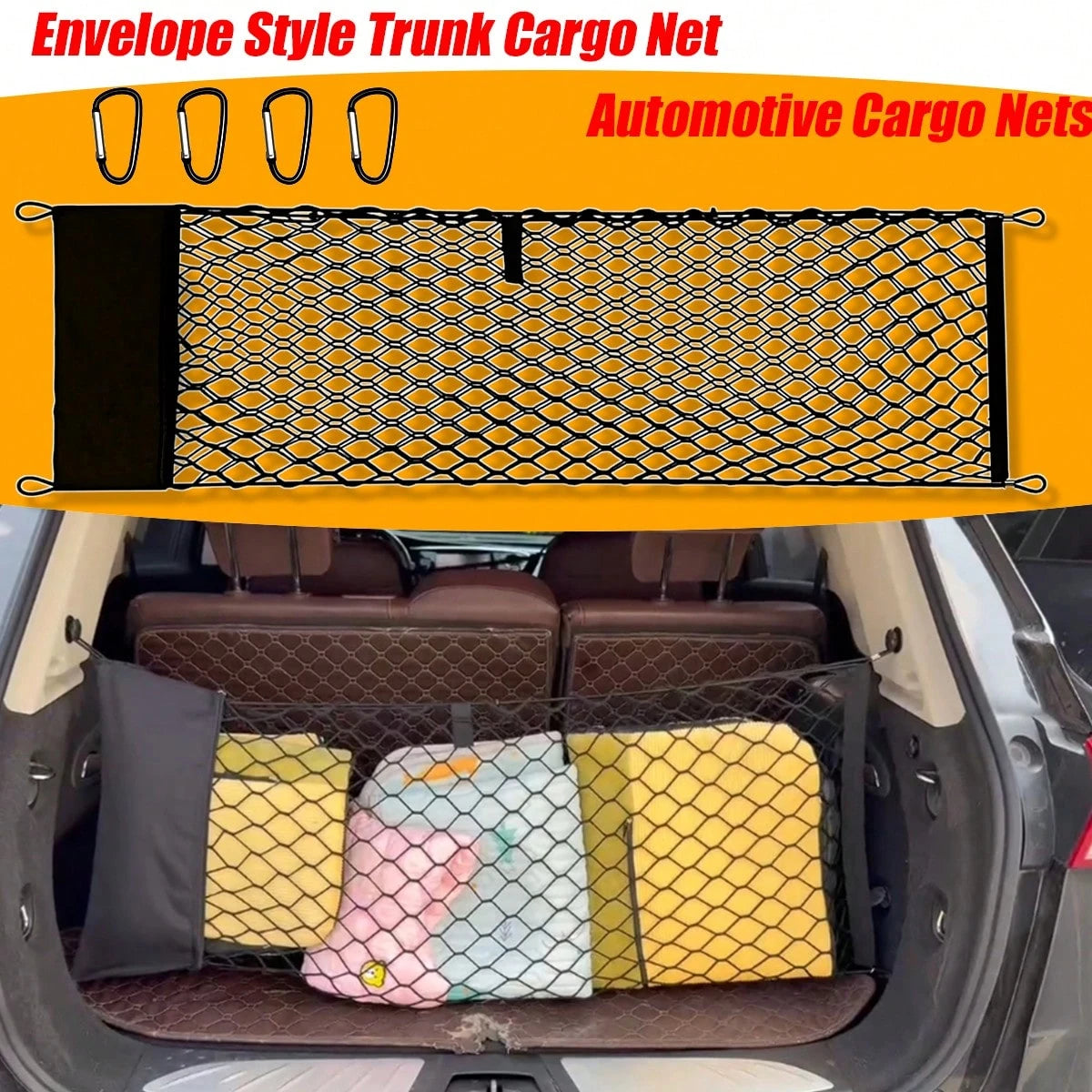 Envelope Style Truck Bed Cargo Net Compatible With GMC Sierra 1500,Highly Elastic Truck Cargo Net For Accessories, Upgraded Storage Bag & 4.5mm Bungee