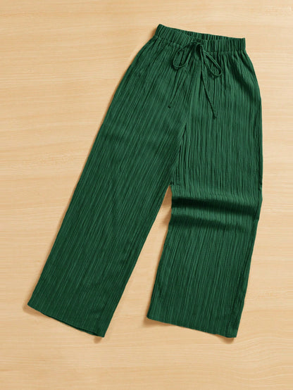 Essnce Women's Casual Simple Plisse Long Pants Summer Spring Valentine Day New Years