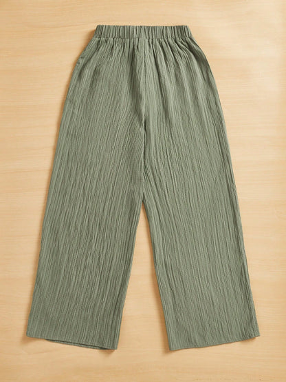 Essnce Women's Casual Simple Plisse Long Pants Summer Spring Valentine Day New Years