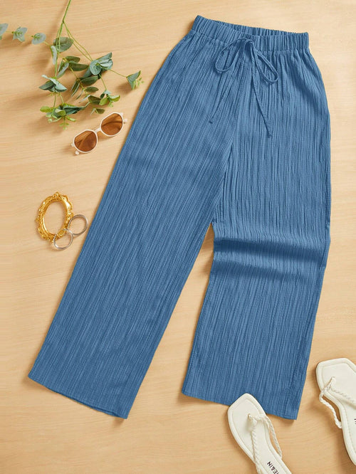 Essnce Women's Casual Simple Textured Long Pants Summer Spring Valentine Day New Years