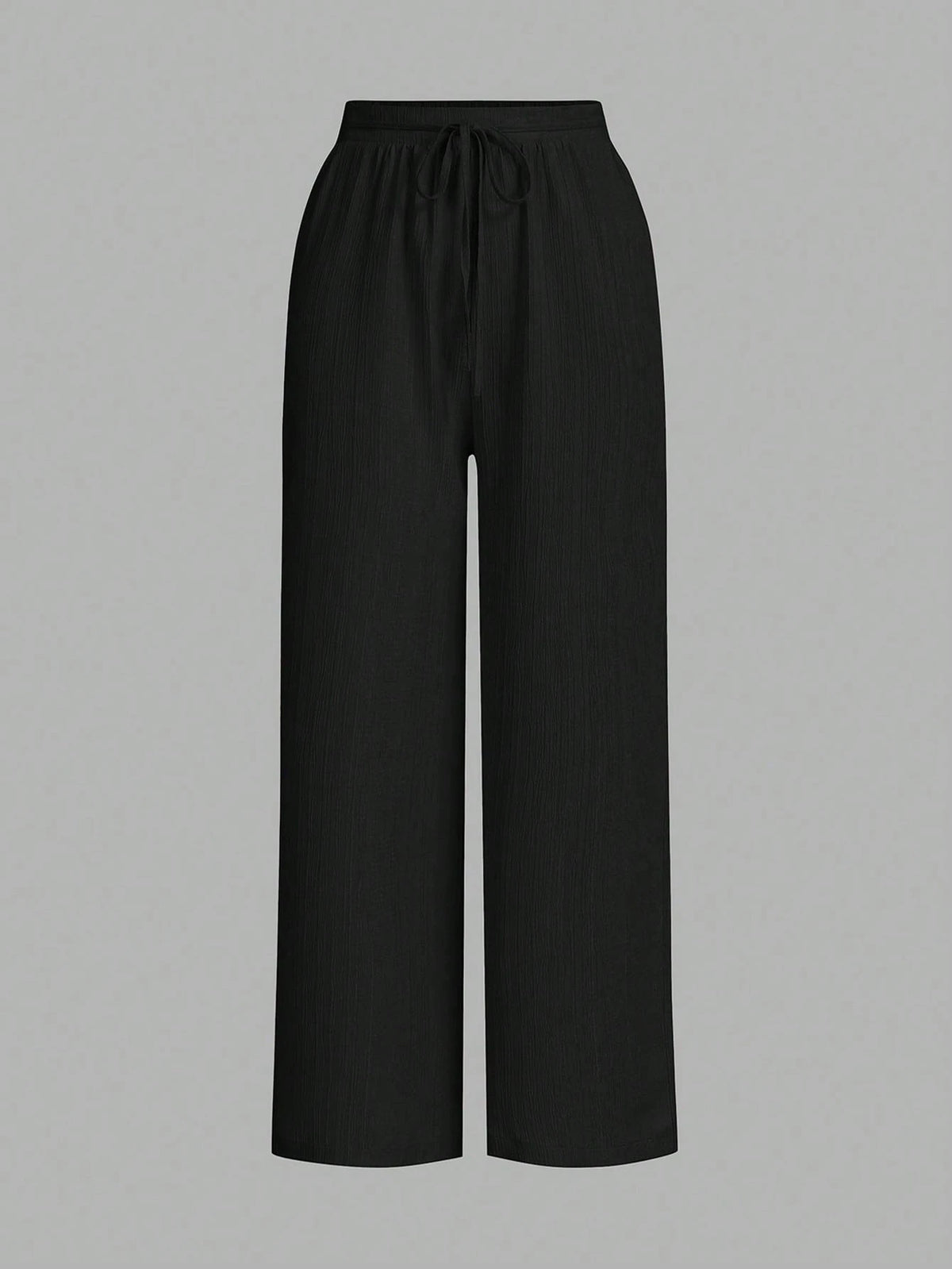 Essnce Women's Casual Solid Color Elastic Waist Straight Leg Pants Women Wide Leg Pants