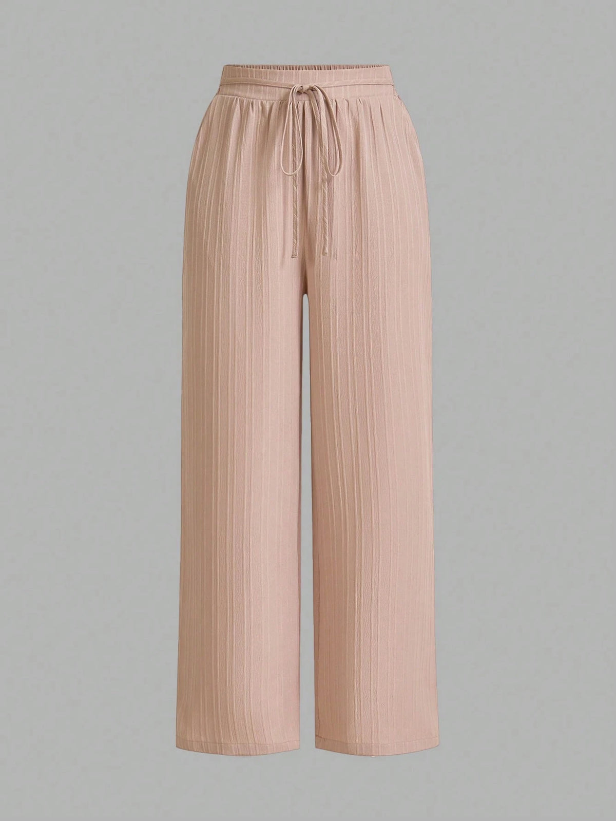 Essnce Women's Casual Solid Color Elastic Waist Straight Leg Pants Women Wide Leg Pants