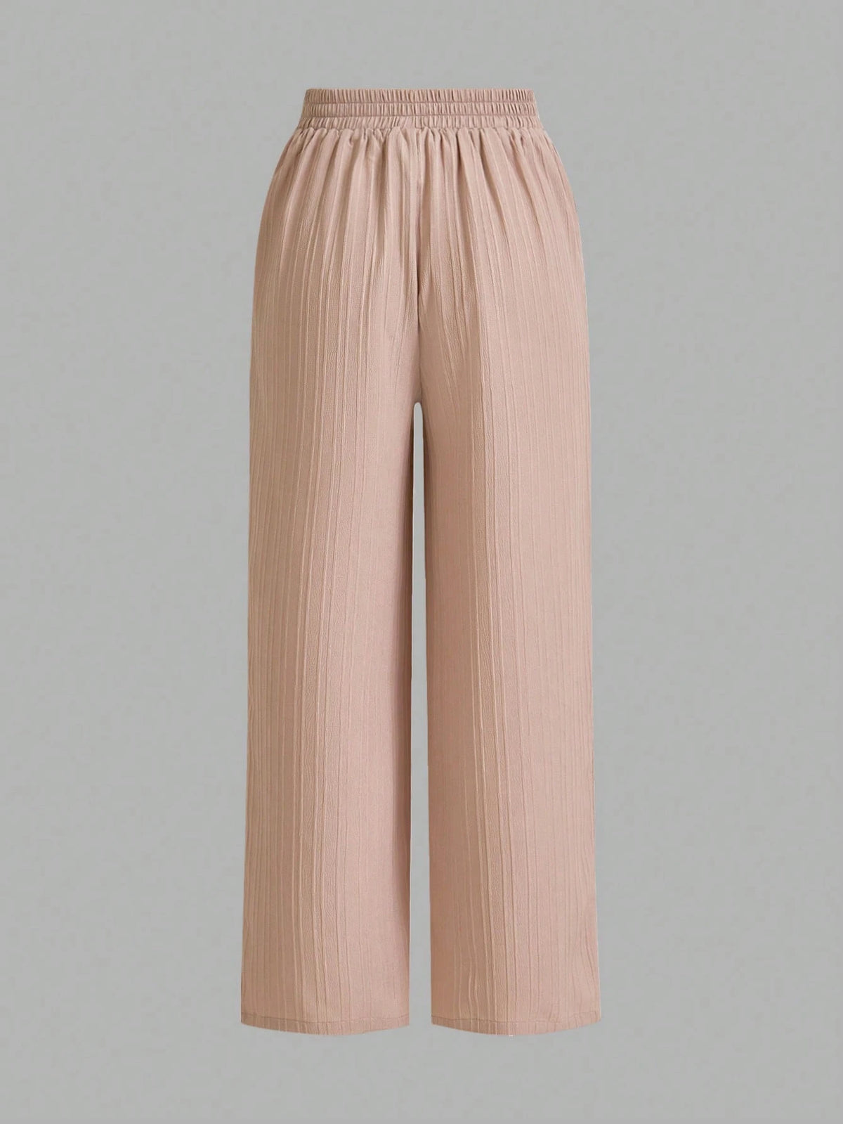 Essnce Women's Casual Solid Color Elastic Waist Straight Leg Pants Women Wide Leg Pants