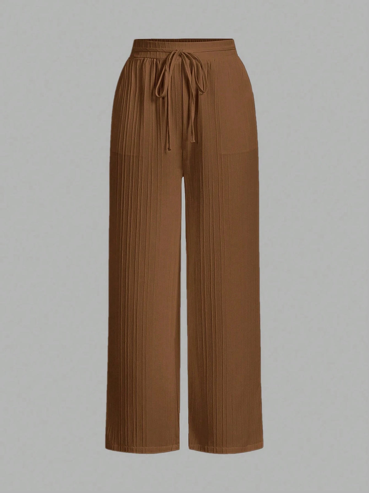 Essnce Women's Casual Solid Color Elastic Waist Straight Leg Pants Women Wide Leg Pants