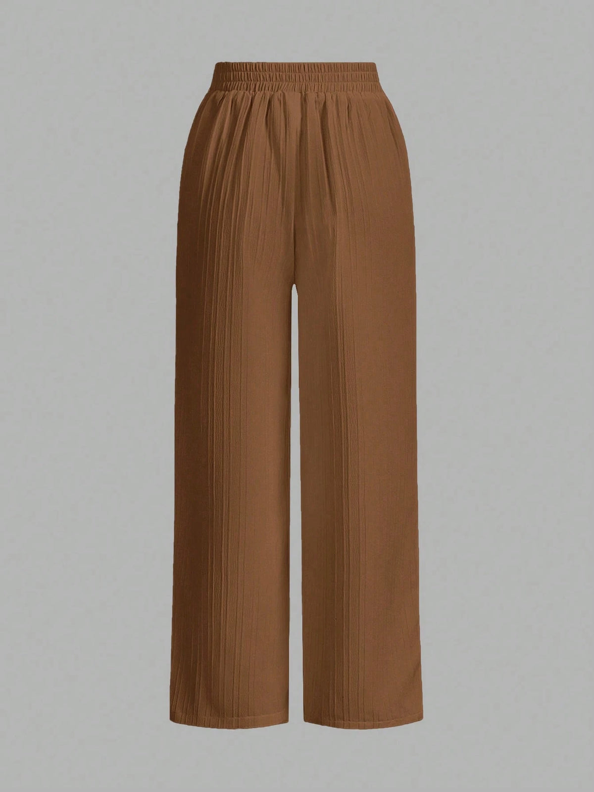Essnce Women's Casual Solid Color Elastic Waist Straight Leg Pants Women Wide Leg Pants