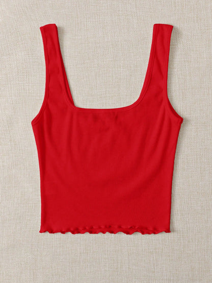 Essnce Women's Simple Wide Strap Knitted Tank Top, Casual & Holiday Wear