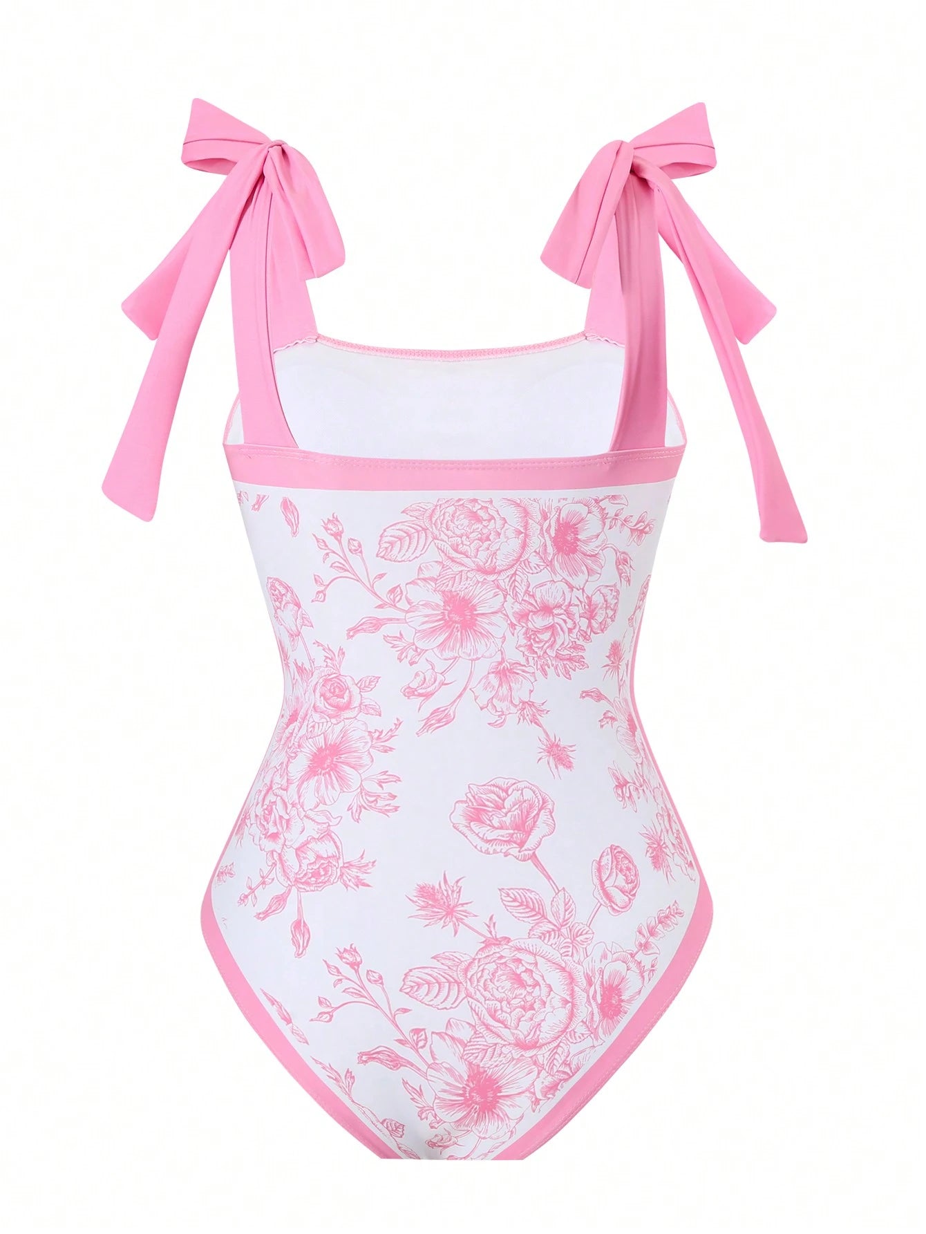 European & American Style Floral Print One-Piece Conservative Tummy Control Swimsuit With Cover-Up Skirt For Holiday, Spa, Swimming, For Summer Vacation Beach Elegant Pink