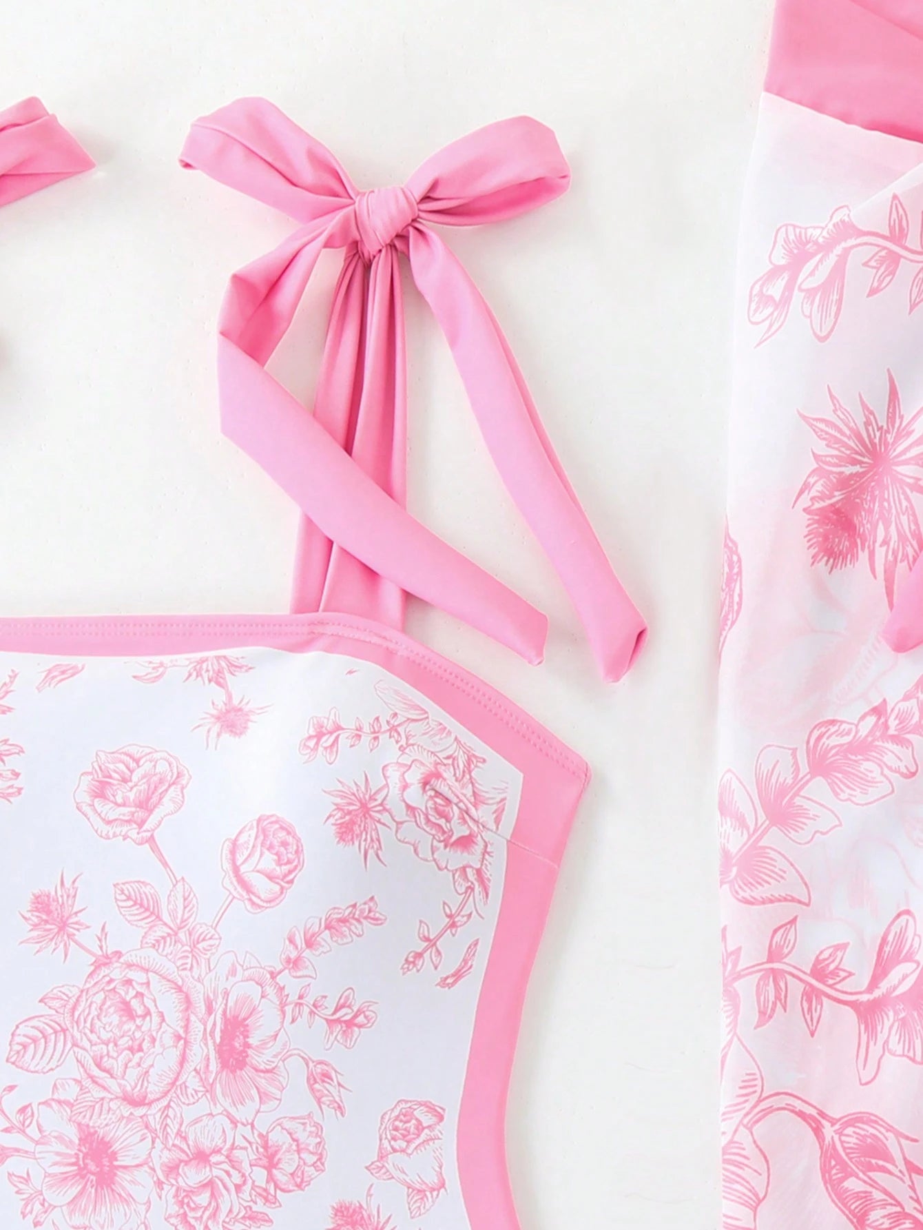European & American Style Floral Print One-Piece Conservative Tummy Control Swimsuit With Cover-Up Skirt For Holiday, Spa, Swimming, For Summer Vacation Beach Elegant Pink