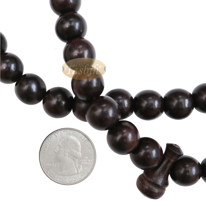 Extra Large 12 mm Tamarind Heartwood Tasbih - Islamic Prayer Beads with Tassels