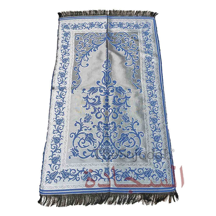 Extra Thin Chrome Dark Blue Flowers Prayer Rug