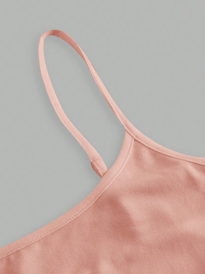 EZwear 3 Pcs Pale Green, Pale Pink, Pale Yellow Women's Camisole Crop Top, Sexy & Form-Fitting, Suitable For Summer Back To School