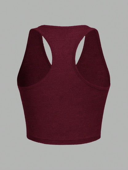 EZwear 3pcs Pack Black, White, Burgundy Women Casual Cropped Slim Fit Camisoles, Suitable For Summer Back To School