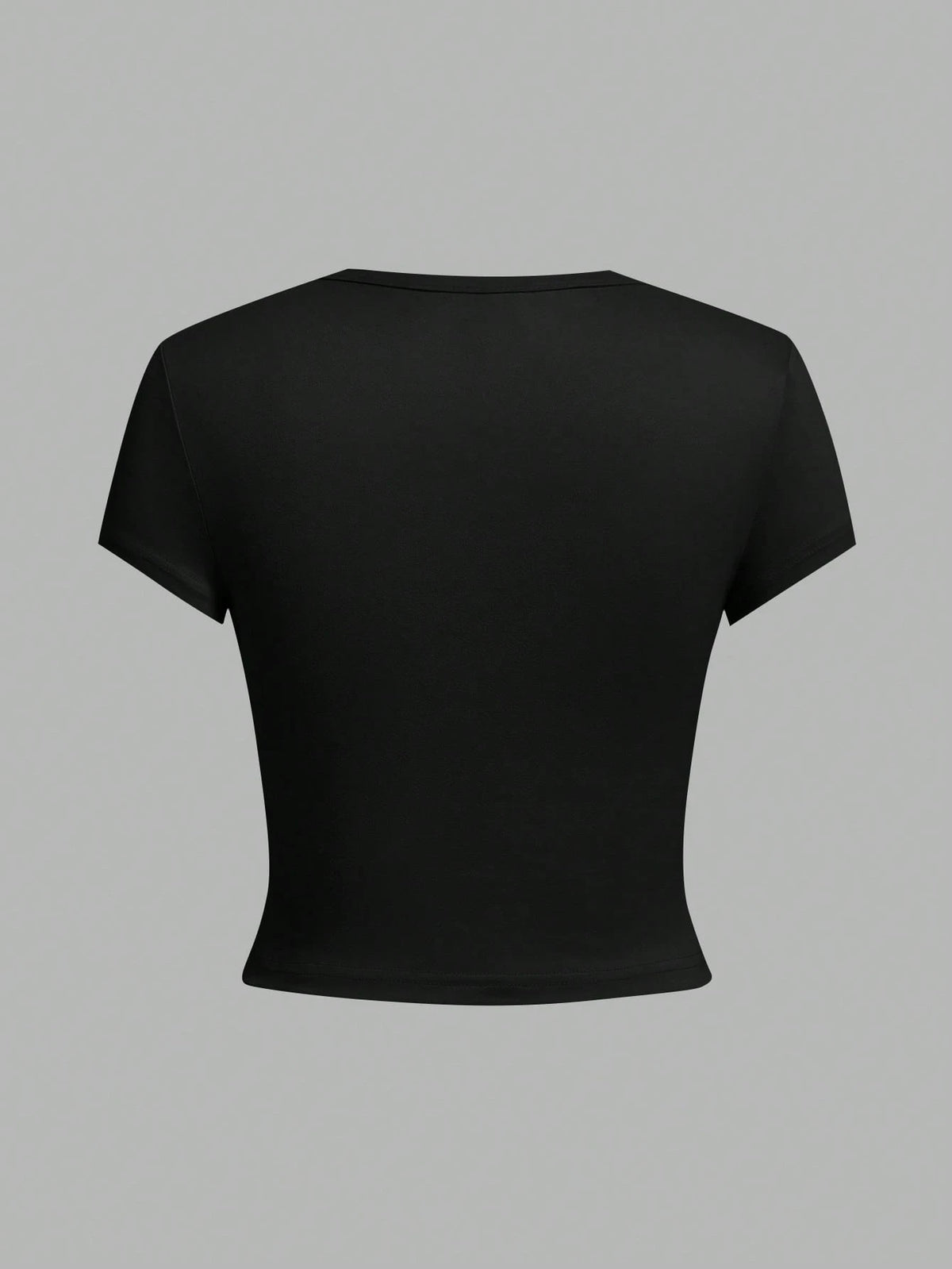 EZwear 4pcs Black Casual Round Neck Short Sleeve Fitted Women T-Shirts, Suitable For Summer