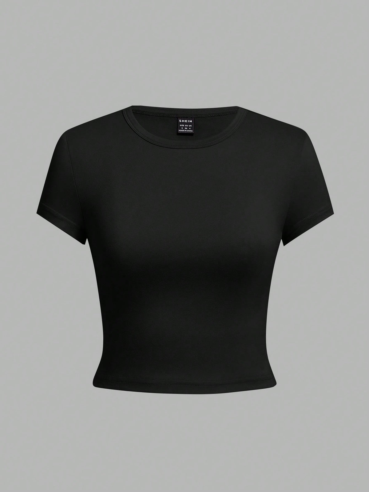 EZwear 4pcs Black Casual Round Neck Short Sleeve Fitted Women T-Shirts, Suitable For Summer