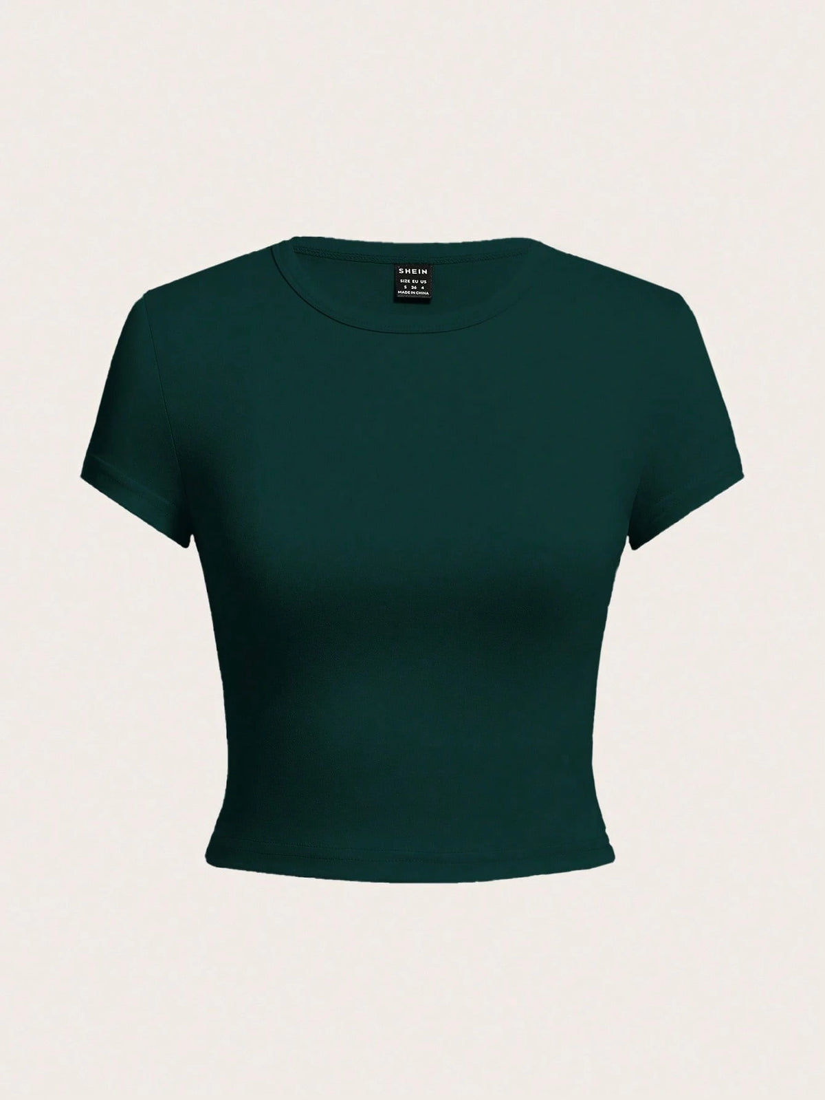 EZwear 4pcs Black, Olive Green, White Casual Round Neck Short Sleeve Fitted Women T-Shirts, Suitable For Summer