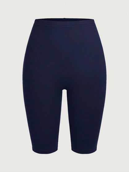 EZwear 4pcs Casual Knitted Women's Short Fitted Leggings For Summer Suitable For Going Out Women's Sportswear