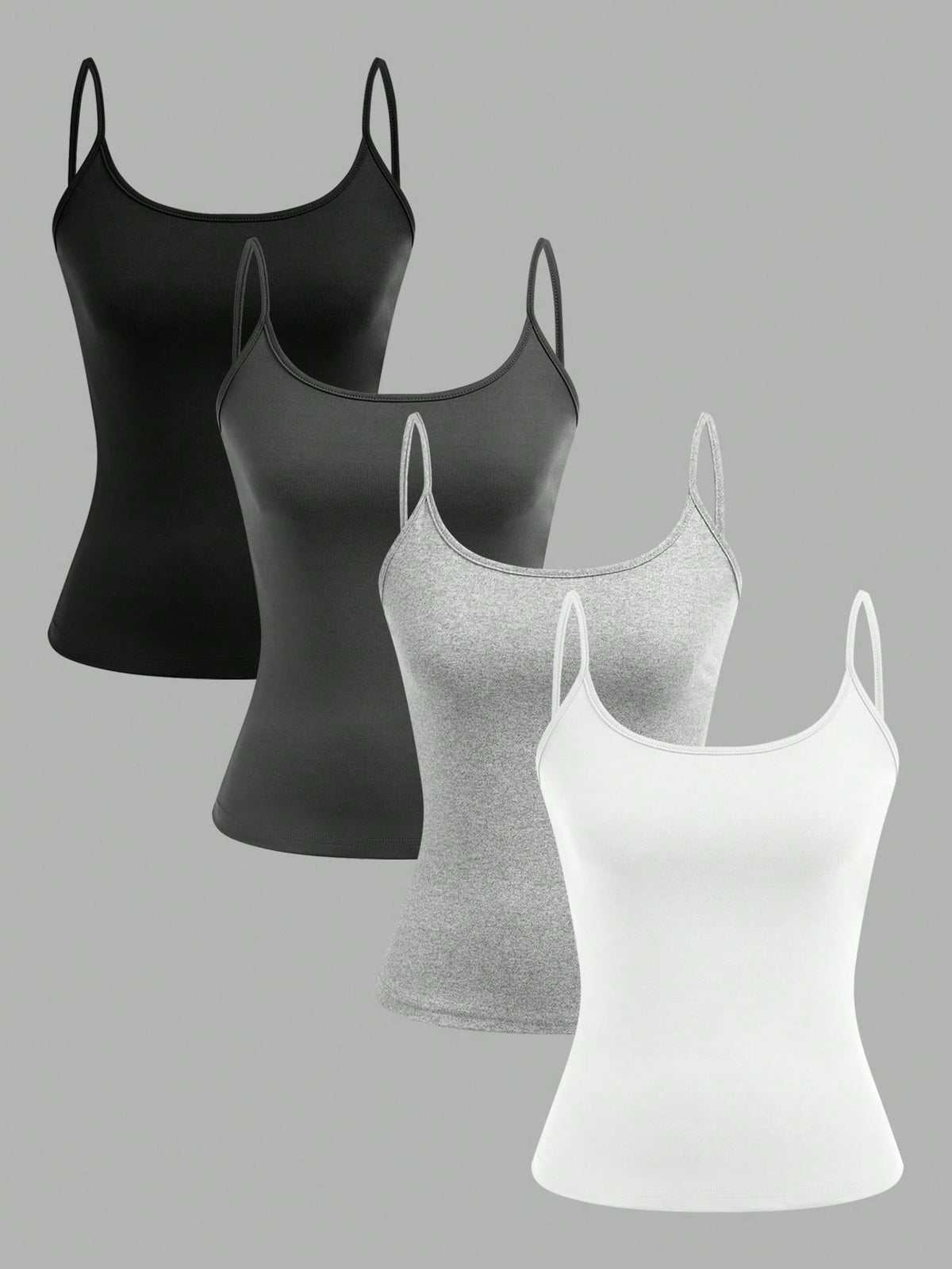 EZwear 4pcs Minimalist Casual Women's Camisole Tank Tops, Suitable For Summer Back To School