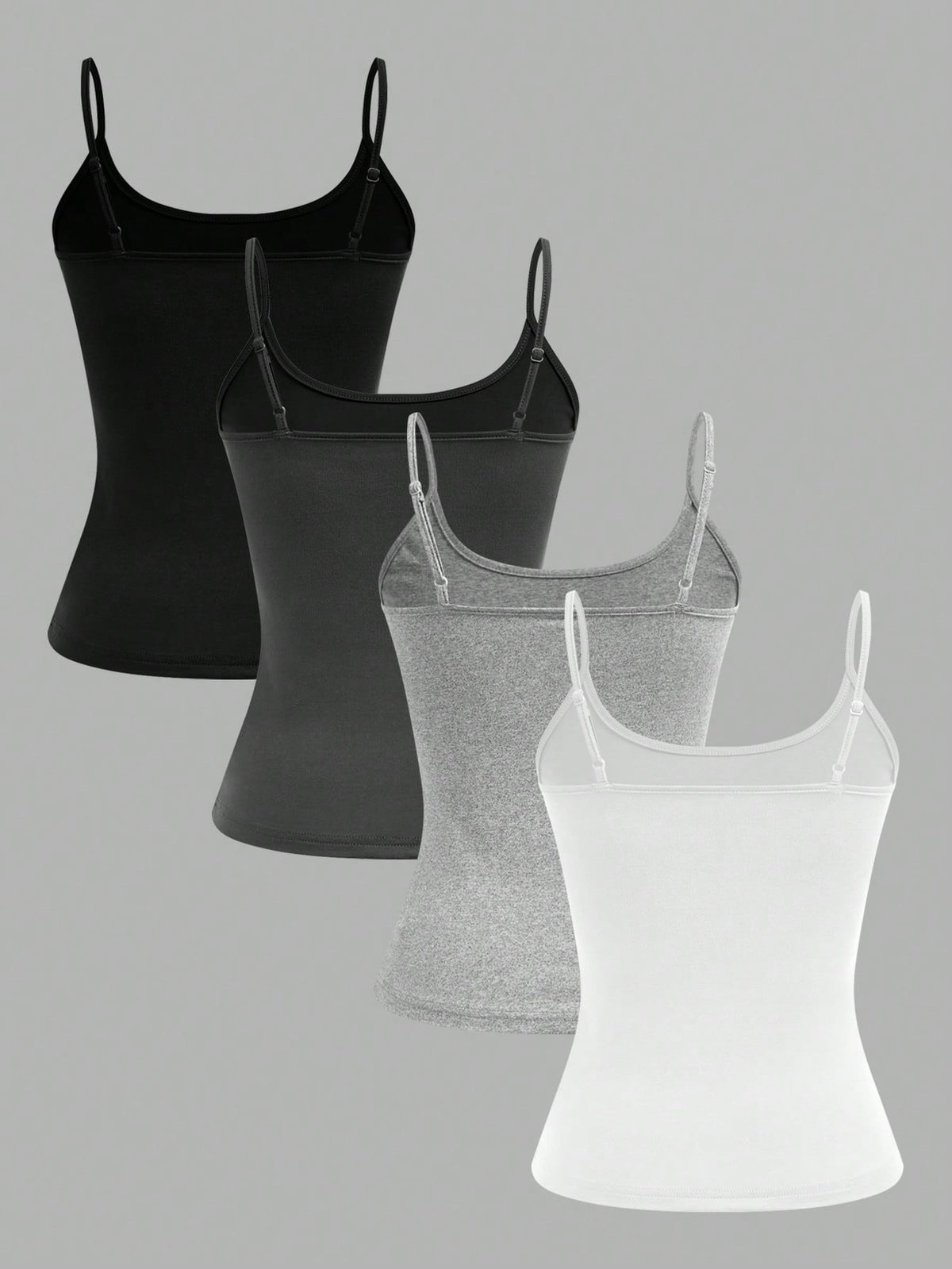 EZwear 4pcs Minimalist Casual Women's Camisole Tank Tops, Suitable For Summer Back To School