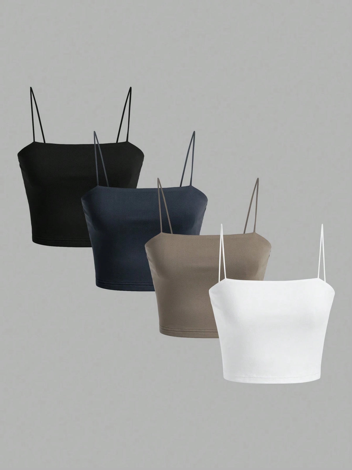 EZwear 4pcs/Pack Short Casual Slim-Fit Camisole Tops For Women, Summer Back To School