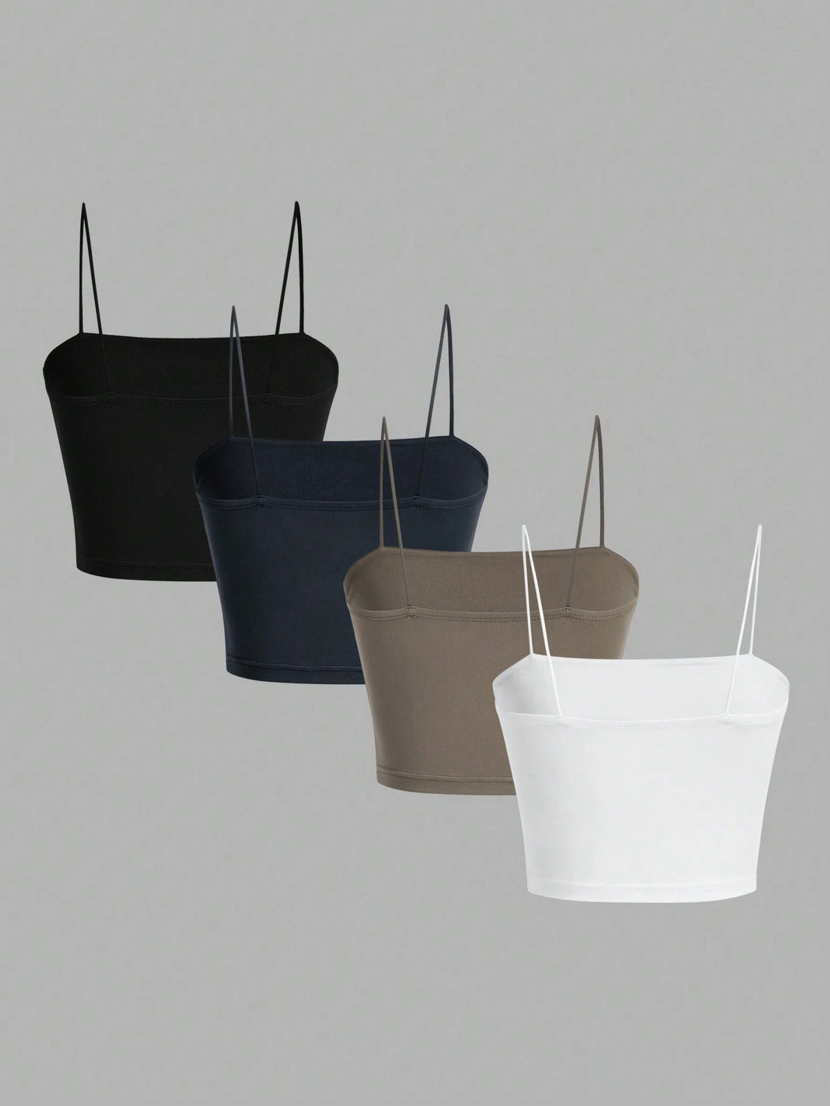 EZwear 4pcs/Pack Short Casual Slim-Fit Camisole Tops For Women, Summer Back To School