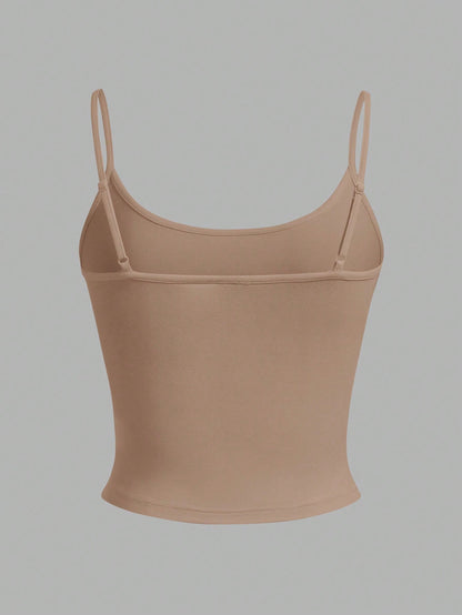 EZwear 4pcs Women's Black, Chocolate Brown Tan Beige, Tight Fitted Cropped Casual Basic Modest Tank Tops, Suitable For Summer Daytime Everyday Holiday Office