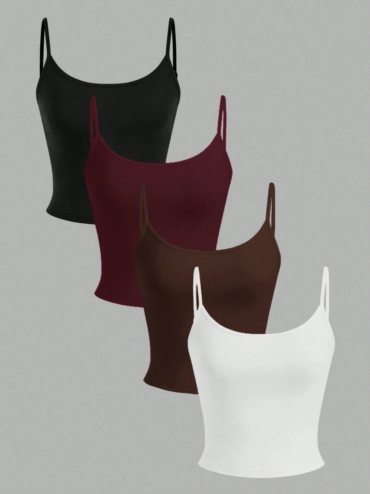 EZwear 4pcs Women's Cropped Tight Fit Casual Tank Tops, Suitable For Summer