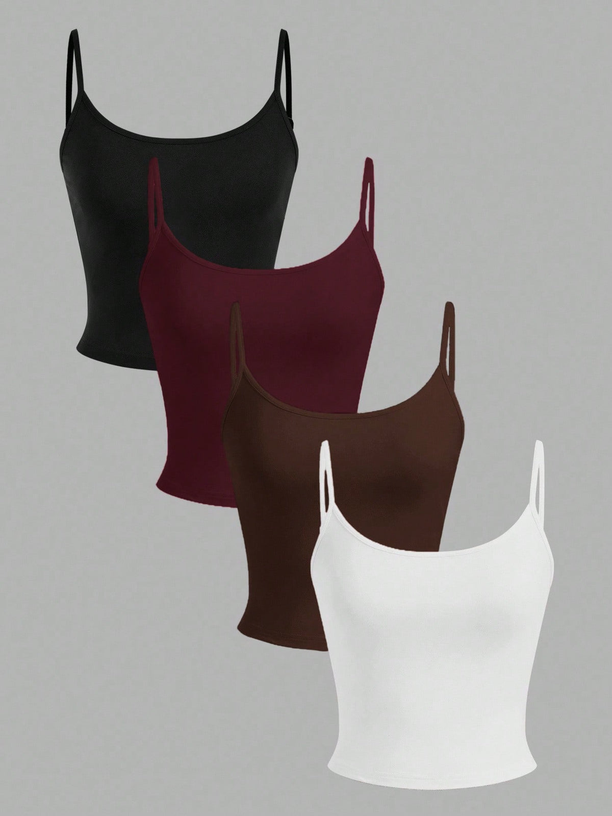 EZwear 4pcs Women's Cropped Tight Fit Casual Tank Tops, Suitable For Summer