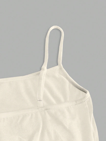 EZwear Beige Casual Minimalist Camisole Top, Fitted For Women, Suitable For Summer